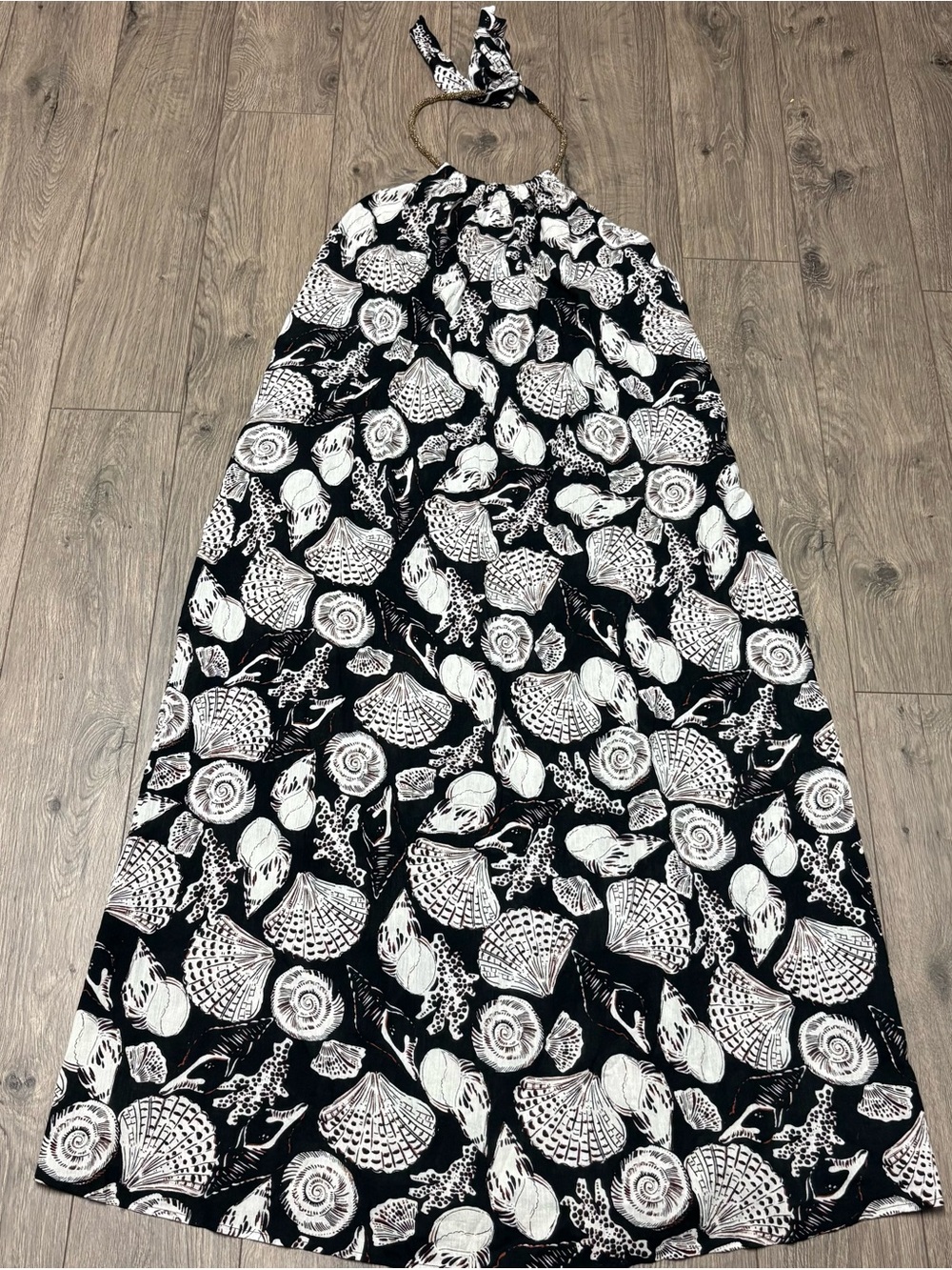 Black beachy seashell halter maxi dress LOFT